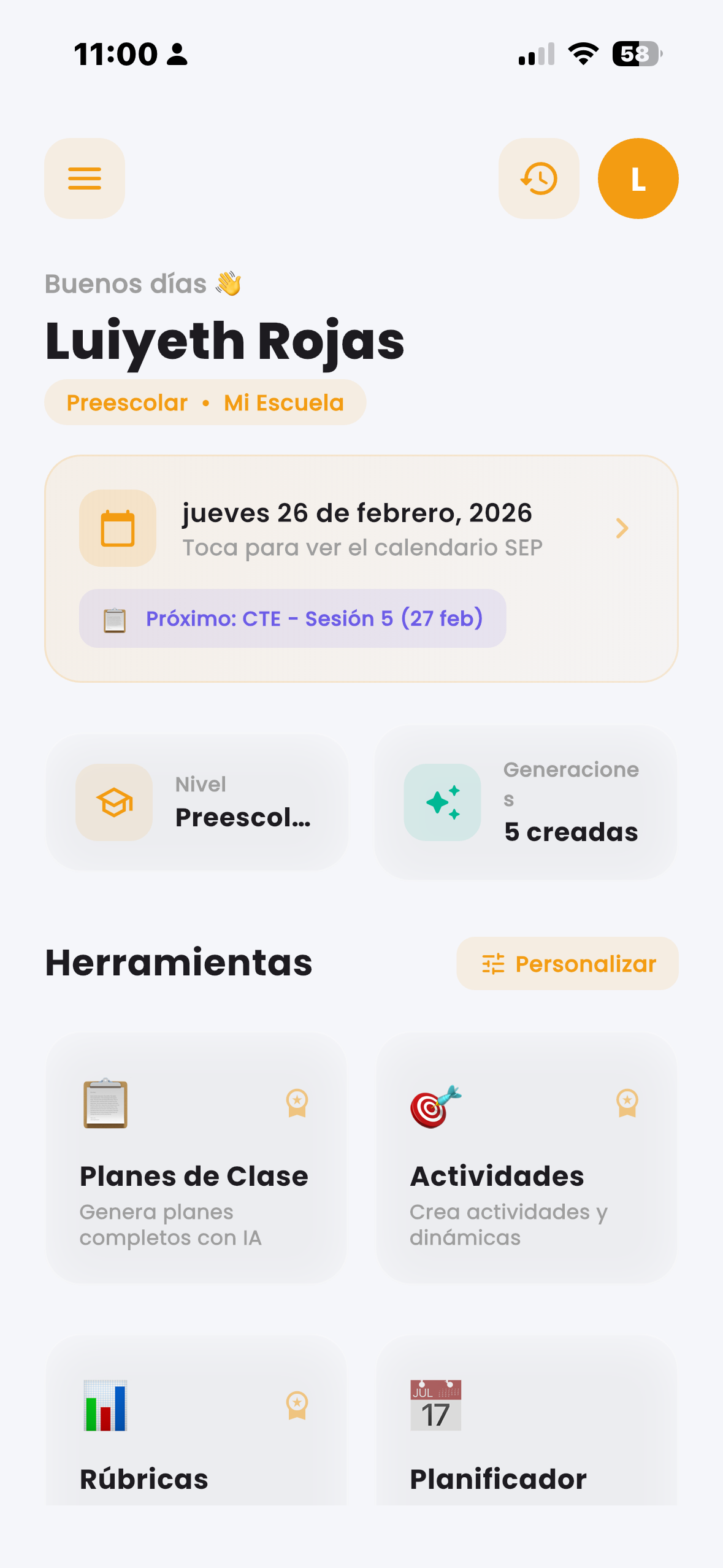 Pantalla inicio dashboard interactivo Edu Asistente MX